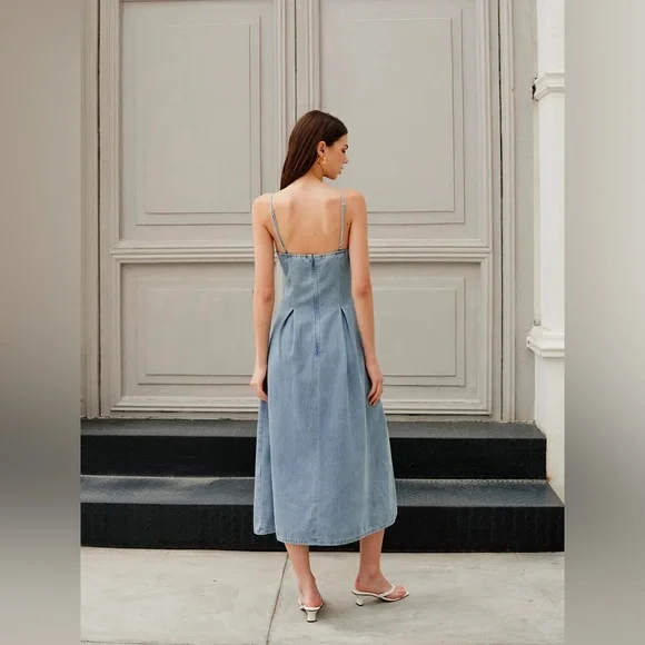 Commense Minimalist Zipper Denim Dress - Picture 7 of 16